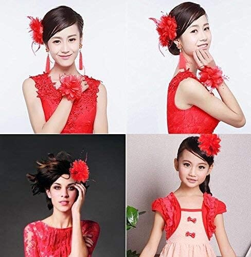 Bandeau Cheveux - PearlBloom™ - Rouge - Coiffure Enchanté