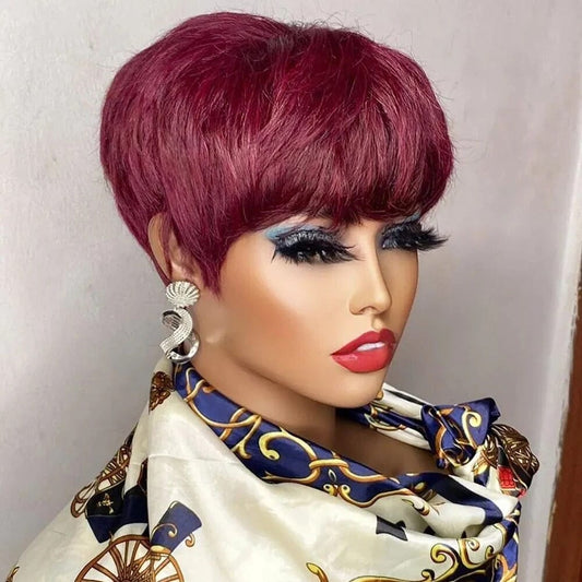 Perruque - PixieGlam™ - Bordeaux - Coiffure Enchanté